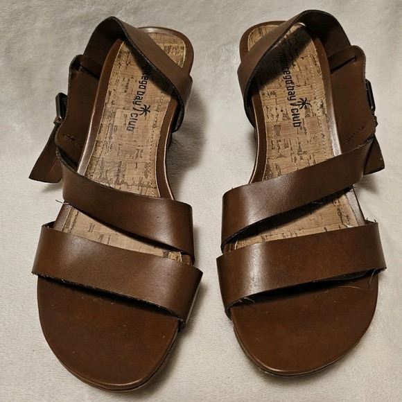 Montego Bay Club Shoes - Montego Bay Club Cork-Like Brown Wedge Sandals  Women's Size 7